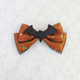 1 Pair of Halloween Pumpkin Bow Bat Hair Clips DC140