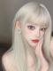 Off-White Long Straight Synthetic Lace Front Lolita Wig LG498