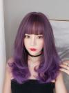 2019 New Purple Ombre Long Straight Synthetic Wefted Cap Wig LG033