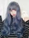 2019 Magical Blue Long Wavy Synthetic Wefted Cap Wig LG018