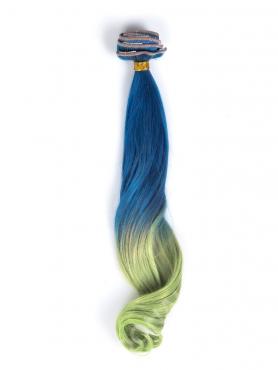 Blue to light green colorful indian remy clip in hair extensions CD004