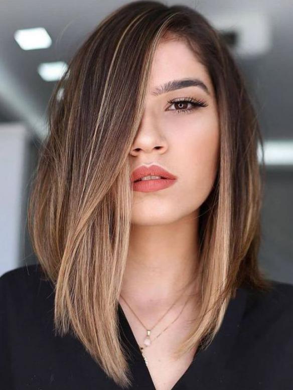 Brown Ombre Short Bob Straight Human Hair Wig HH193