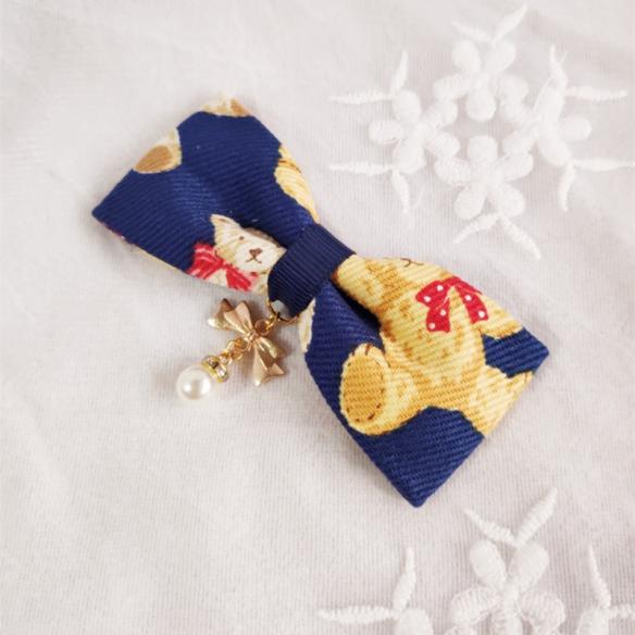 1 PC Dark Blue Bear Lace Lolita Hair Clip LH100