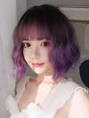 2019 New Purple Ombre Wavy Synthetic Wefted Cap Wig LG004