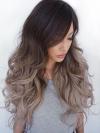 Dark Brown Ombre Ash blonde Long Wavy Lace Front Human Hair Wig HH039