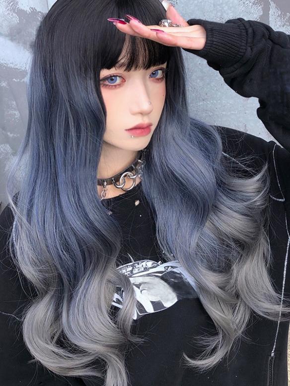 GRADIENT LONG WAVY SYNTHETIC WEFTED CAP WIG LG511