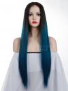 Black Ombre Blue Long Synthetic Lace Front Wig SNY080