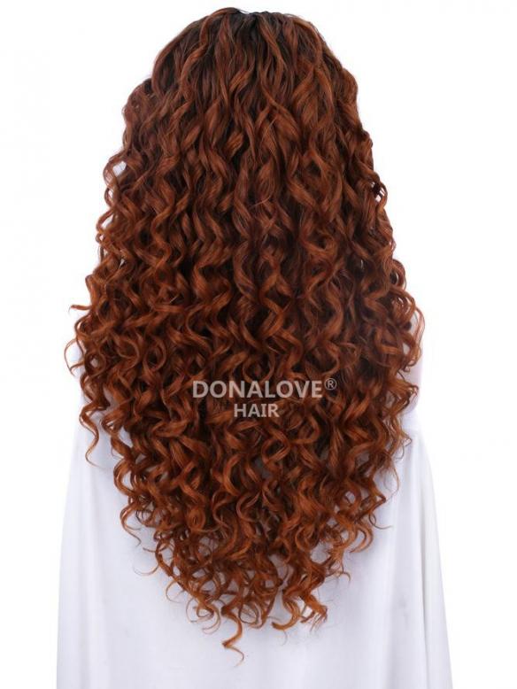 BLACK TO COPPER LONG CURLY SYNTHETIC LACE FRONT WIG SNY203