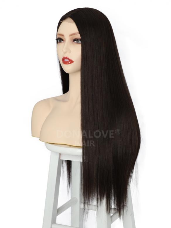 MIXED BROWN LONG STRAIGHT MIDDLE PART LACE WIG MPL002
