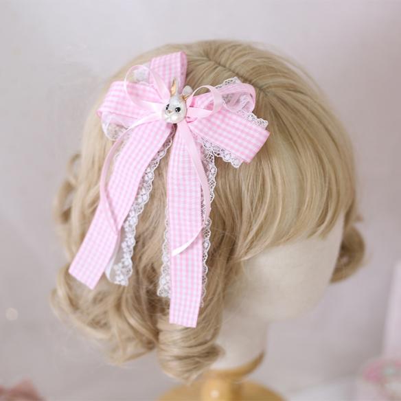 1 PC BUNNY ROSETTE LOLITA HAIR CLIP LH042