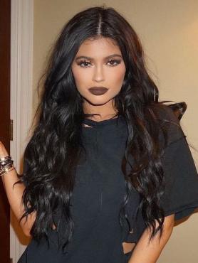 kylie Jenner Inspired Black Wavy  Human Hair Wig HH048