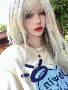 Gray Gradient Dusty Blue Synthetic Wefted Cap Wig LG714