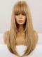 Blonde Long Straight Wefted Synthetic Wig with Bangs LG963