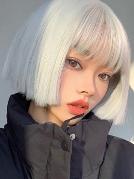 Silver Short Straight Synthetic Wefted Cap Wig LG698