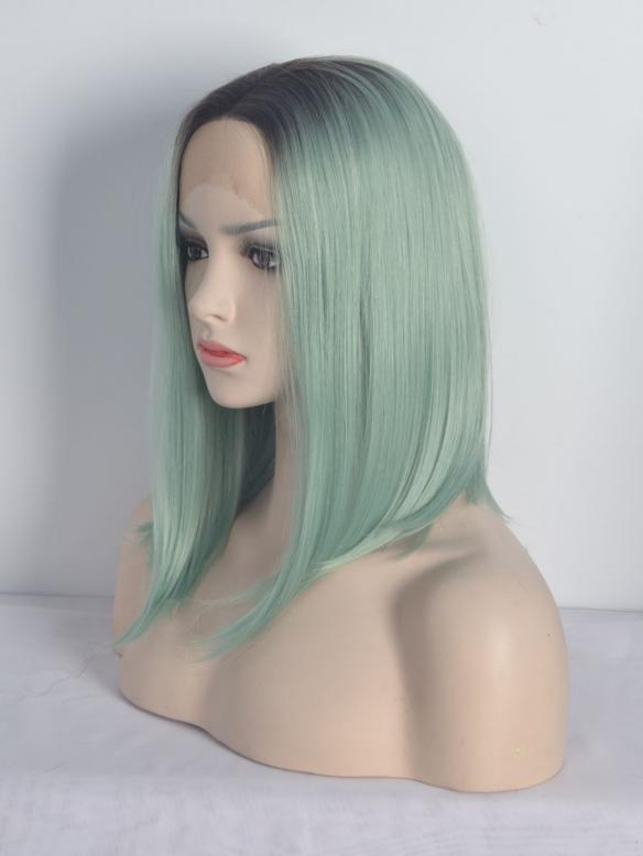 Black ombre Light Green Bob Synthetic Lace Front Wig SNY097