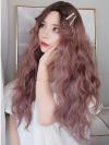 2019 New Powder Brown Long Wavy Wefted Synthetic Wig LG032