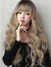 NEW WHITE BROWN LONG WAVY SYNTHETIC WEFTED CAP WIG LG056
