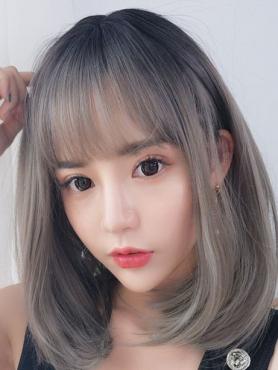 New Smoke Gray Straight Synthetic Wefted Cap Wig LG002