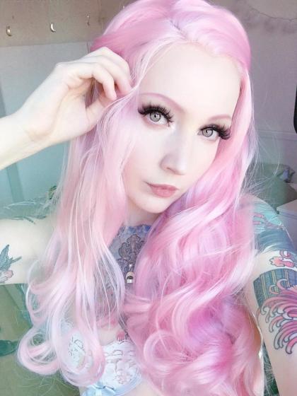 Pink Waist-length Wavy Synthetic Lace Wig-SNY064 - Home - DonaLoveHair