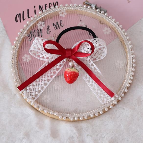 1 PC SWEET STRAWBERRY LACE LOLITA HAIR TIE LH067
