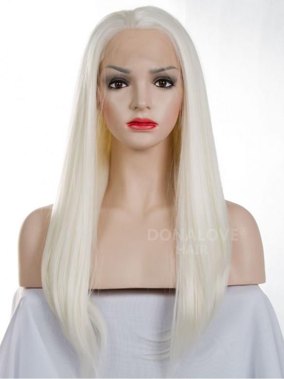 White Waist Length Straight Synthetic Lace Wig Sny014 Synthetic