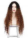 BLACK TO COPPER LONG CURLY MIDDLE PART LACE WIG MPL004