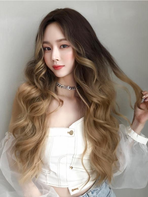 NEW GOLDEN BROWN LONG WAVY SYNTHETIC WEFTED CAP WIG LG055