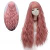Pink Long Waist Length Wavy Synthetic Wefted Cap Wig WW011
