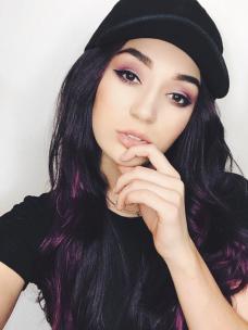 Black ombre purple Waist-length Straight Synthetic Lace Wig-SNY021