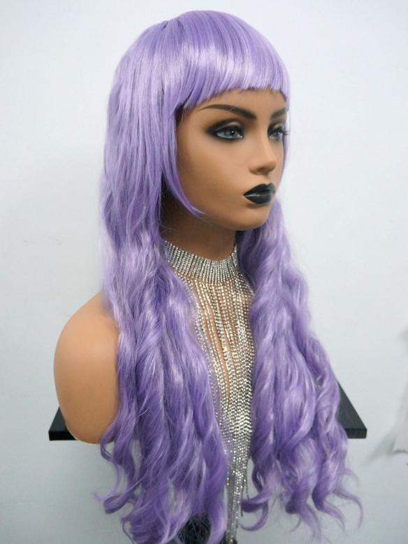 Lilac Long Wavy Synthetic Wefted Cap Wig WW014