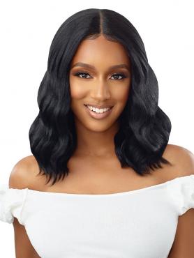 Natural Black Medium Length Wavy Synthetic Lace Front Wig SNY333