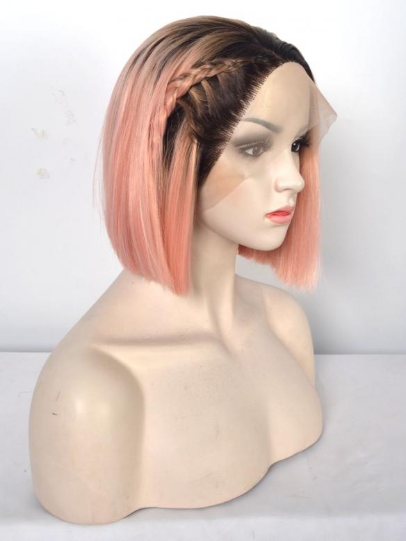 Kylie Jenner Inspired Pink Short Bob Lace Front Synthetic Wig SNY113