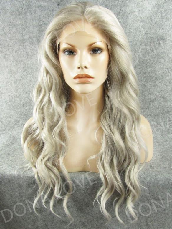 Gray length Wavy Synthetic Lace Wig-SNY053