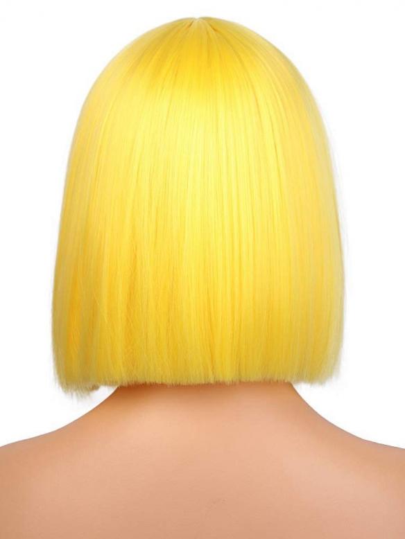 YELLOW BOB STRAIGHT SYNTHETIC LACE FRONT WIG-SNY140