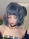 2019 New Fog Blue Bob Wavy Synthetic Wefted Cap Wig LG001