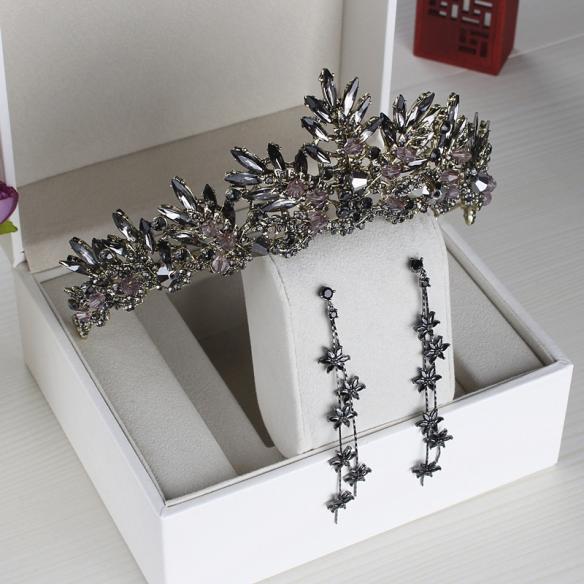 BLACK VINTAGE BRIDAL CROWN AC034