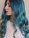 Youtube STAR Stella Customize Teal Blue Human Hair Full Lace Wig Stella001 