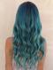 Youtube STAR Stella Customize Teal Blue Human Hair Full Lace Wig Stella001 