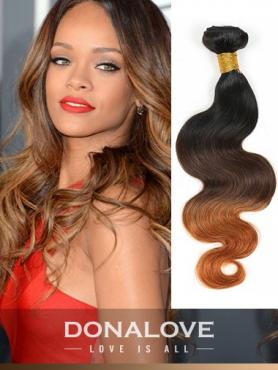 Two colors ombre indian remy clip in hair extensions OD006