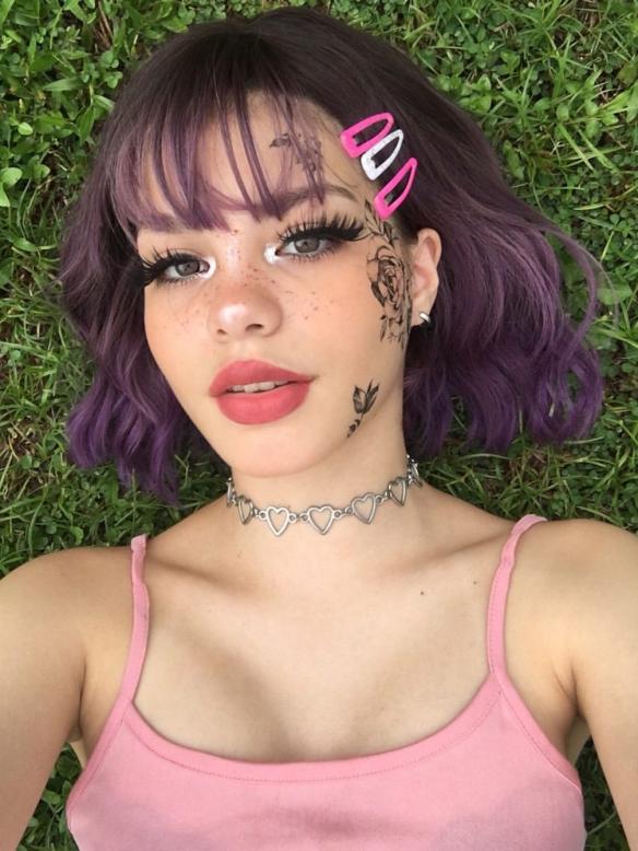 2019 New Purple Ombre Wavy Synthetic Wefted Cap Wig LG004