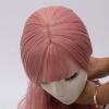 Pink Long Waist Length Wavy Synthetic Wefted Cap Wig WW011