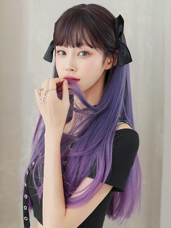 GRADIENT LONG STRAIGHT SYNTHETIC WEFTED CAP WIG LG370