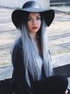 Black to Gray Straight Synthetic Lace Front Wig-SNY079