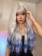 White Blonde Blue Long Water Wave Synthetic Wigs LG913