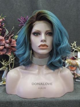 BLUE OMBRE SHOULDER LENGTH SYNTHETIC LACE FRONT WIG SNY345