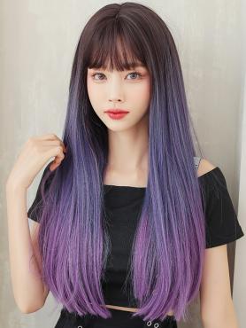GRADIENT LONG STRAIGHT SYNTHETIC WEFTED CAP WIG LG370