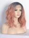 Peach Shoulder Length Wavy Bob Lace Front Synthetic Wig SNY099