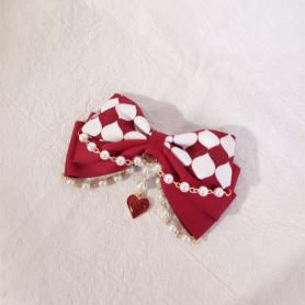 1 PC Wine Red Heart Lace Lolita Hair Clip LH096