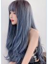2019 New Haze Blue Long Wavy Wefted Synthetic Wig LG035