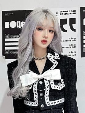Silver Long Wavy Synthetic Wefted Cap Wig LG713